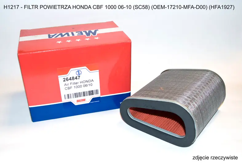 MIW (MEIWA) vzduchový filtr HONDA CBF 1000 06-10 (SC58) (OEM-17210-MFA-D00) (HFA1927) (MIW (MEIWA) vzduchový filtr HONDA CBF 1000 06-10 (SC58))