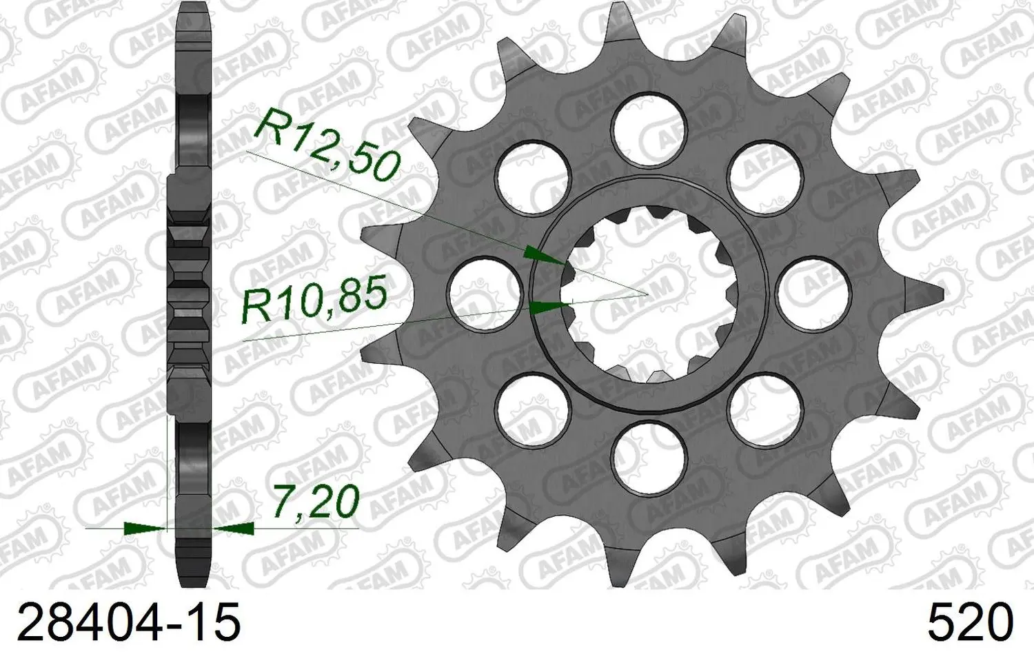 AFAM přední pastorek 565 15 KAWASAKI ER6F/N '06-'14, KLE 650 '06-'20, EX650, SUZUKI SV 650 16-19 (JTF565.15) (řetěz 520) (AFAM přední pastorek 565 15)
