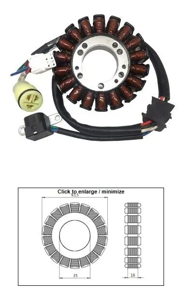 DZE stator, generátor YAMAHA YFM 660 RAPTOR, 250 (BEAR TRACKER), 250B BRUIN, 250 (BIG BEAR) 01-09 (1P0-H1410-00-00, 4XE-81410-00-00, 5LP-81410-00-00,