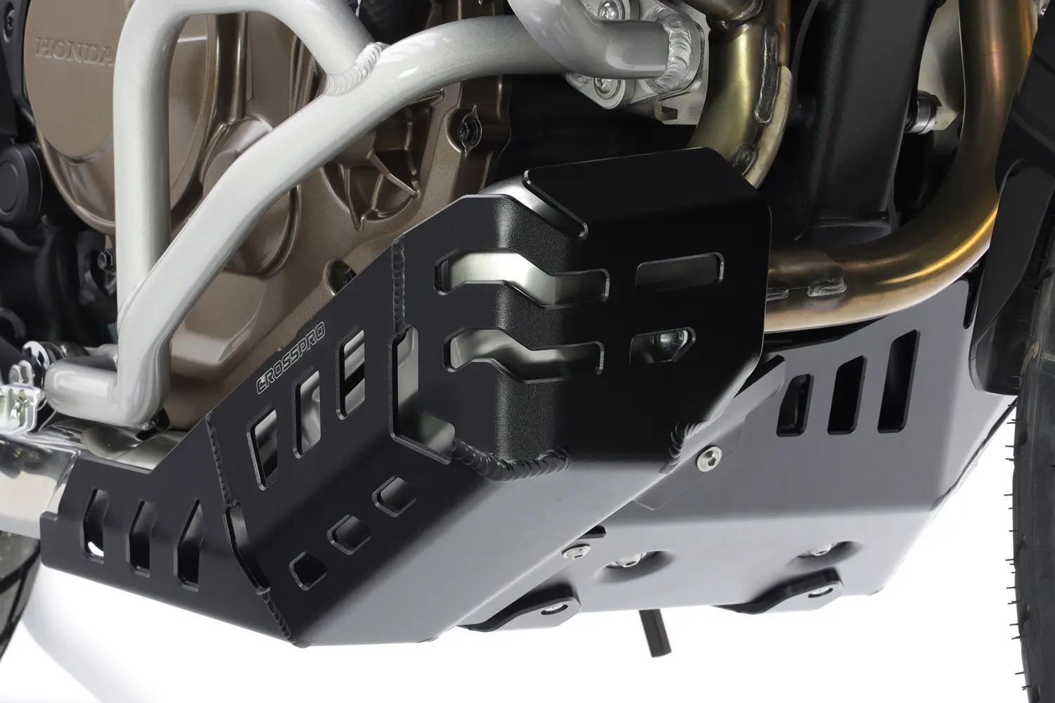 CROSSPRO kryt motoru hliník HONDA CRF 1100L AFRICA TWIN 20- barva černá MAT (kompatibilní s továrními gmoly a středovou patkou) ( )