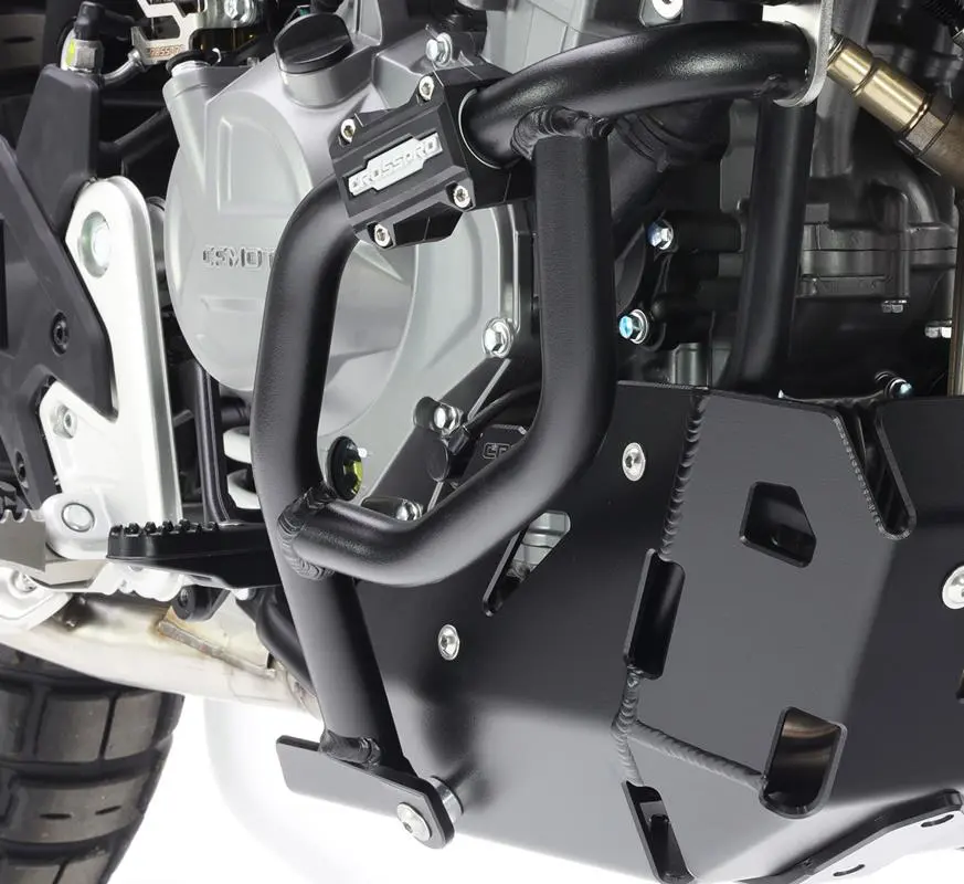 CROSSPRO hliníkové dolní kryty motoru a chladiče CF MOTO 450 MT '24 barva černá (kompatibilní s originální deskou) (CROSSPRO hliníkové dolní kryty)