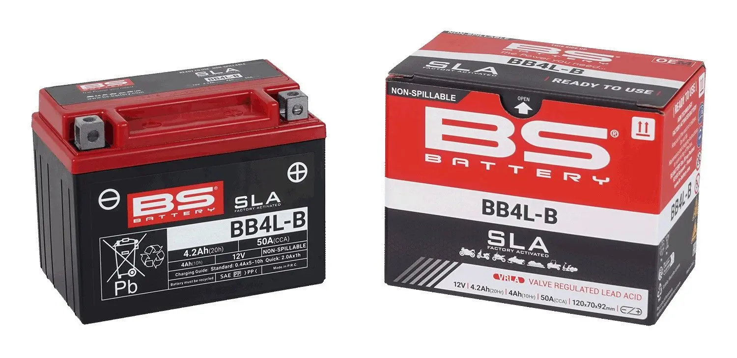BS akumulátor BB4L-B (FA) (YB4L-B) 12V 4AH 120x70x92 bezúdržbový - nabitý (50A) (8) (BS akumulátor BB4L-B (FA) (YB4L-B) 12V 4AH 120x70x92 bezúdržbový)