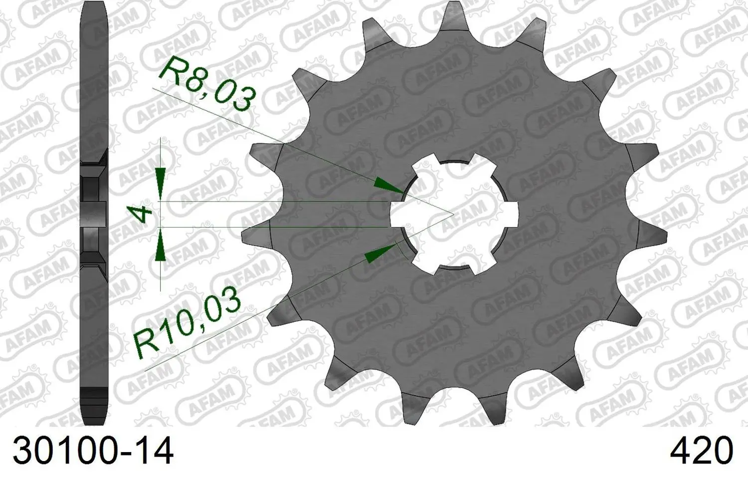 AFAM přední pastorek 560 14 KAWASAKI KX 65/80/85 (JTF546.14) (řetěz 420) ( )