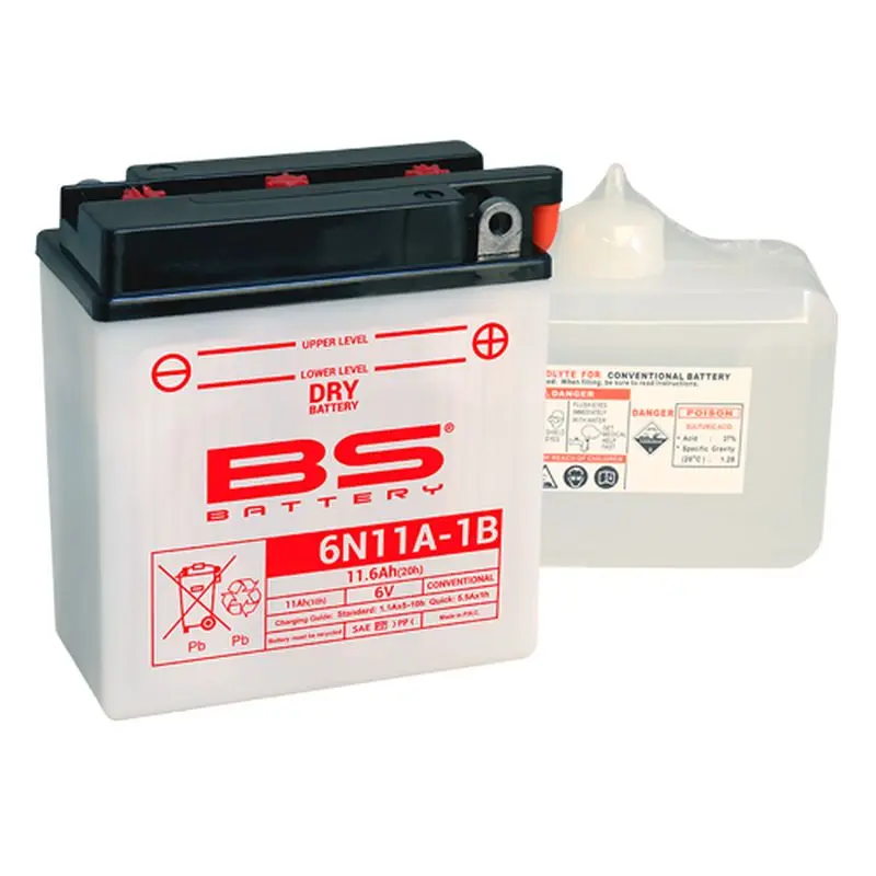BS akumulátor 6N11A-1B 6V 11AH 122X62X131 obsluhovaný - elektrolyt zvlášť UE48 (6) ( )