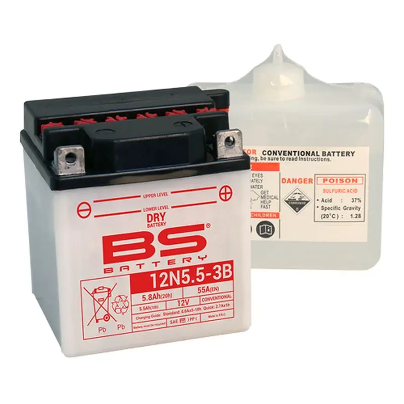 BS akumulátor 12N5.5A-3B 12V 5,5AH 103X90X114 obsluhovaný - elektrolyt zvlášť (55A) UE48 (6) ( )