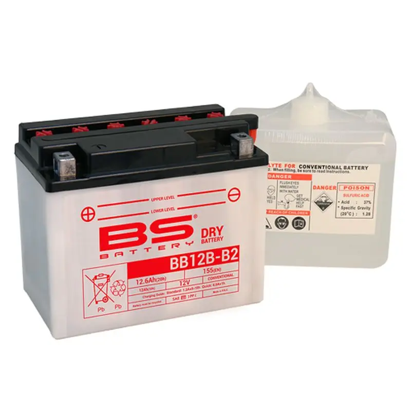 BS akumulátor BB12B-B2 (YB12B-B2) 12V 12AH 160X80X160 obsluhovaný - elektrolyt zvlášť (155A) UE48 (4) ( )