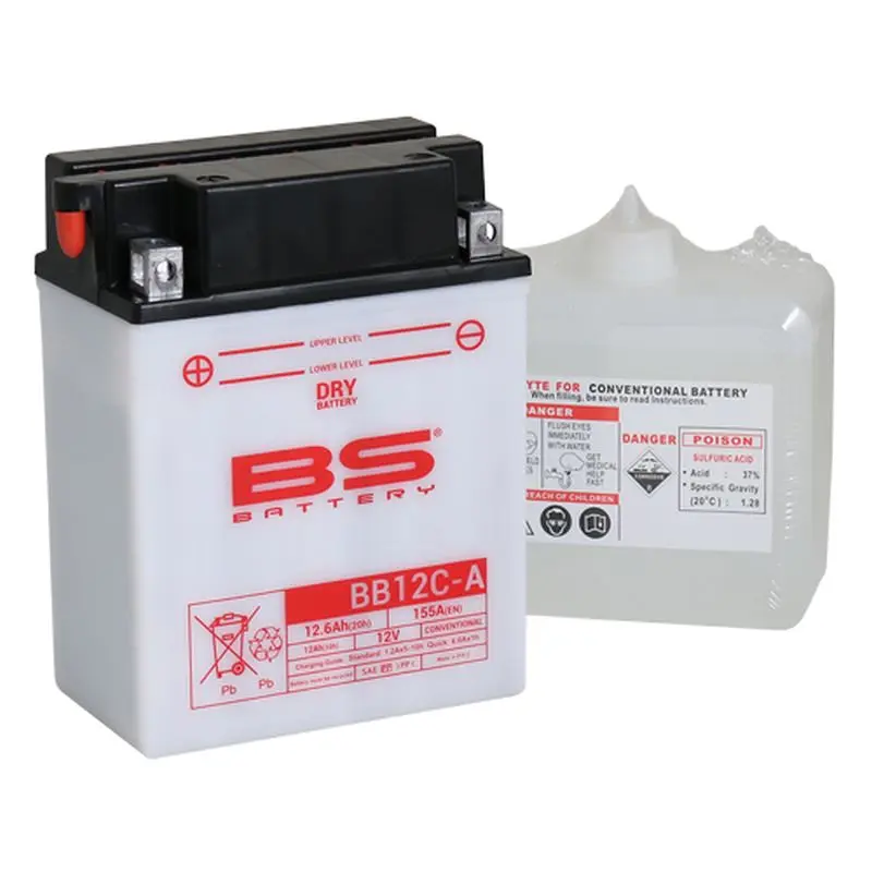 BS akumulátor BB12C-A (YB12C-A) 12V 12AH 134X80X175 obsluhovaný - elektrolyt zvlášť (155A) UE48 (4) ( )