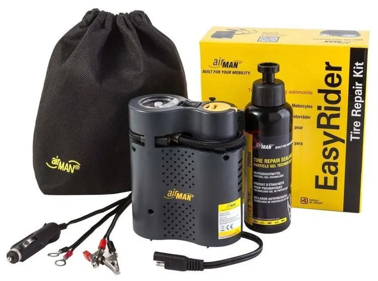 AIRMAN (VICMA) sada pro proražené pneumatiky EASY RIDER kompresor 12V, těsnící přípravek 250ml, koncovky, kryt (32589) (AIRMAN (VICMA) sada pro)
