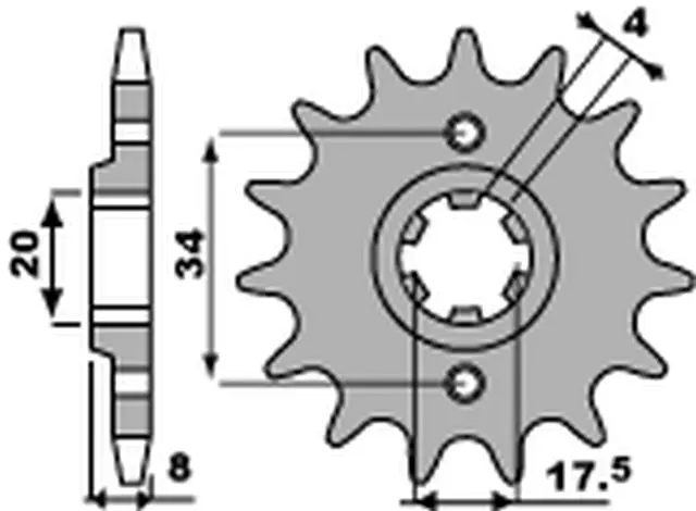 PBR řetězové kolo přední 328 14 HONDA NSR 125R '93-'02, VT 125 C '99-'07, XL 125V VARADERO '01-'13 (JTF327.14) (27914JT) (MADE IN ITALY) (PBR)