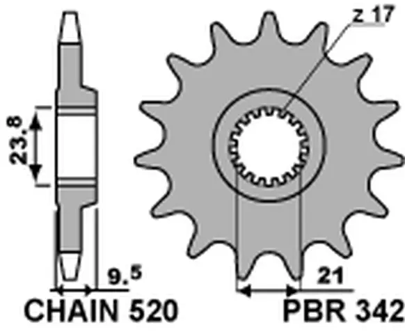 PBR řetězové kolo přední 342 12 HONDA CR 250 '88-'07, CRF 450R/X '02-'25, CRF 250R '22-'25 (JTF284.12) (34212JT) (MADE IN ITALY) (PBR řetězové kolo)