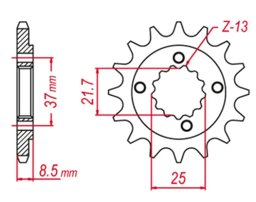 GROSSKOPF řetězové kolo přední 350 14 HONDA XR 600 '91-'00, POLARIS 500 '03-'07, TRX 400 X/EX '05-'14 (JTF1309.14) ( )