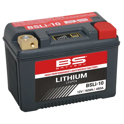 BS akumulátor lithium-iontový s indikátorem nabití LIFEPO4 BSLI-10 (148X86X105) (12,8V,480A,90WH,7,5AH)