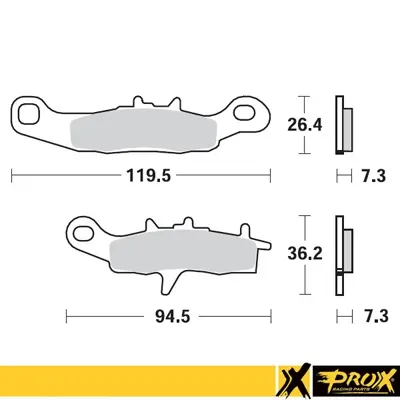 PROX brzdové destičky KH258 / KH349 KAWASAKI KX 80/85/100 97-20, SUZUKI RM 85 05-20 přední, KAWASAKI KFX 450R 08-14, KVF 650 BRUTE FORCE 05-13 pravé