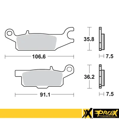 PROX brzdové destičky KH443 YAMAHA YFM 550 GRIZZLY 11-14, YFM 700 GRIZZLY 07-18 přední levé (PROX brzdové destičky KH443 YAMAHA YFM 550 GRIZZLY)