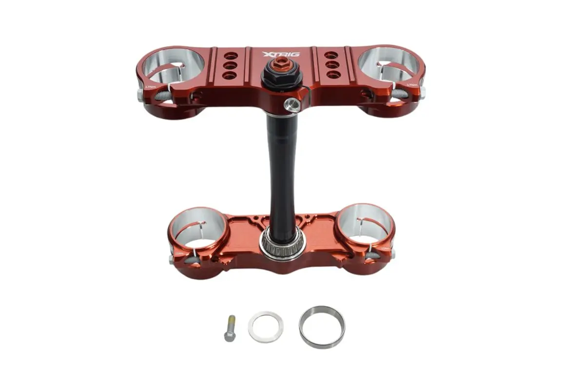 XTRIG vzpěry předního zavěšení ROCS PRO TRIPLE CLAMPS BETA RR/RX 16-26 (OFFSET 20mm-23mm) barva X-TRIG BROWN (XTRIG vzpěry předního zavěšení ROCS PRO)