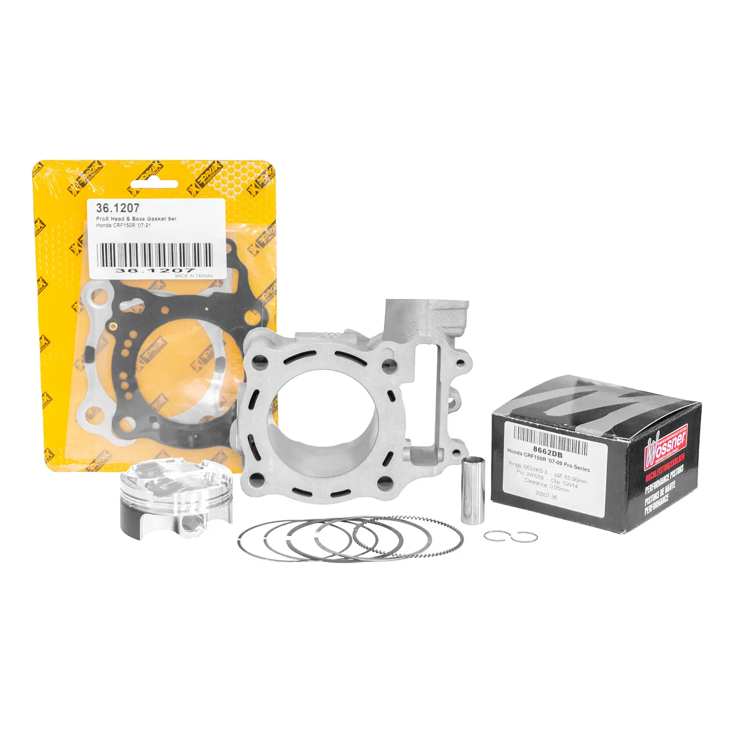 VERTEX kompletní válec HONDA CRF 150 R , CRF 150 '07-'25 STD NICASYL (průměr 66mm = nominální) , píst WOSSNER 8662DB , top end PROX 36.1207 (VERTEX)