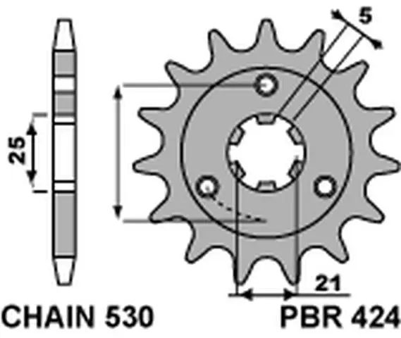 PBR řetězové kolečko přední 424 15 18NC SUZUKI GT 380/550 (750=+1) (MADE IN ITALY) (PBR řetězové kolečko přední 424 15 18NC SUZUKI GT 380/550)