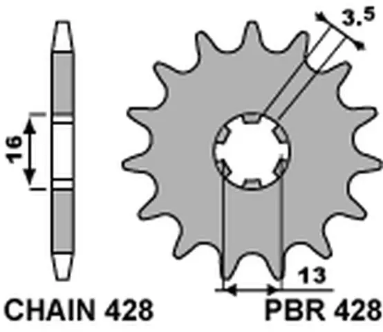PBR řetězové kolečko přední 428 12 SUZUKI JR 50 82-04 (MADE IN ITALY) (PBR řetězové kolečko přední 428 12 SUZUKI JR 50 82-04 (MADE IN ITALY))