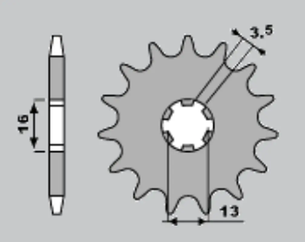 JR řetězové kolečko přední 428 14 SUZUKI DR-Z 70 '08-'18, DR-Z 50 '19-'21, TS/GT 80 '81-'82, DS 80 '82-'04 (JR řetězové kolečko přední 428 14 SUZUKI)