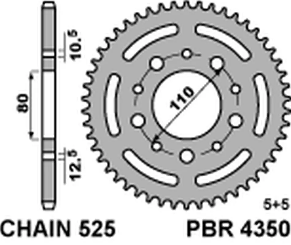 PBR rozeta 4350 43 C45 HONDA CB 500 '94-'03, CB 750 '91-'03, VT 600 SHADOW '90-'04 (JTR1332.43) (ŁAŃC. 525) (MADE IN ITALY) ( )