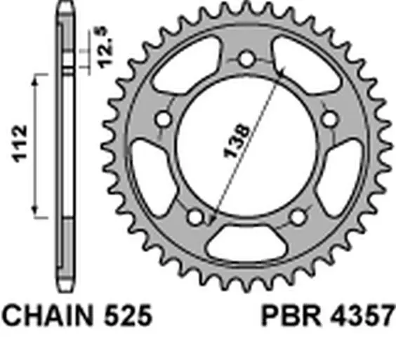 PBR zadní řetězové kolo 4357 38 C45 HONDA VT 750S 11-13 (JTR1304.38) (řetěz 525) (MADE IN ITALY) (PBR zadní řetězové kolo 4357 38 C45 HONDA VT 750S)