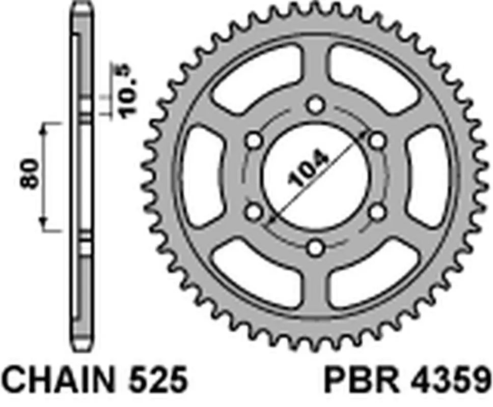 PBR rozeta 4359 44 C45 KAWASAKI ZXR 750R NINJA '96-'03, KLZ VERSYS 1000 '12-'20, Z 1000 '03-'20 (JTR1489.44) (ŁAŃC. 525) (MADE IN ITALY) (PBR rozeta)