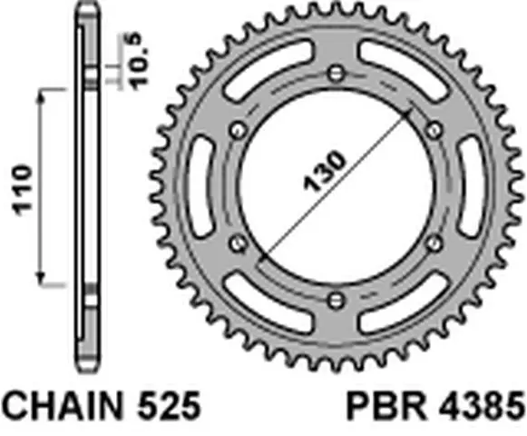 PBR zadní řetězové kolo 4385 43 C45 SUZUKI GSXR 600 (11-16), YAMAHA MT-07 '14-16 (JTR1876.43) (ŘETĚZ 525) (MADE IN ITALY) (PBR zadní řetězové kolo)
