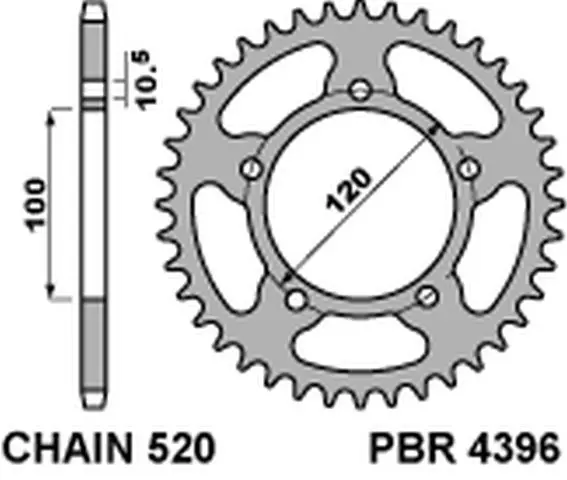 PBR zadní řetězové kolo 4396 39 APRILIA RS 125 06-12 (JTR703.39) (MADE IN ITALY) (PBR zadní řetězové kolo 4396 39 APRILIA RS 125 06-12 (JTR703.39))