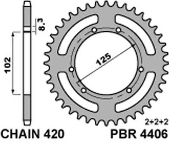 Zadní ozubené kolo PBR 4406 53 F (Zadní ozubené kolo PBR 4406 53 F)