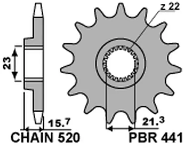 PBR řetězové kolo přední 441 15 YAMAHA XT 600 '89-'98, XTZ 660 '91-'98 (JTF577.15) (44115JT) (MADE IN ITALY) ( )