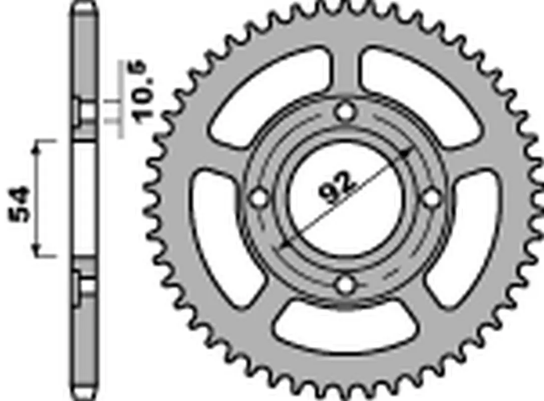 PBR zadní řetězové kolo 4432 45 F YAMAHA TZR 50 RR / X-POWER '03-'09 (JTR1078.45) (ŘETĚZ 420) (STD.-2) (MADE IN ITALY) ( )