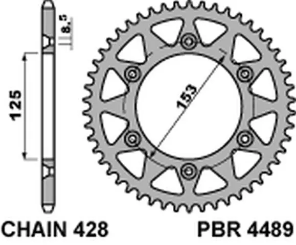 PBR rozeta 4489 59 F HONDA CRM 125 (HM) (08-11) (řetěz 428) (MADE IN ITALY) (PBR rozeta 4489 59 F HONDA CRM 125 (HM) (08-11) (řetěz 428) (MADE IN)