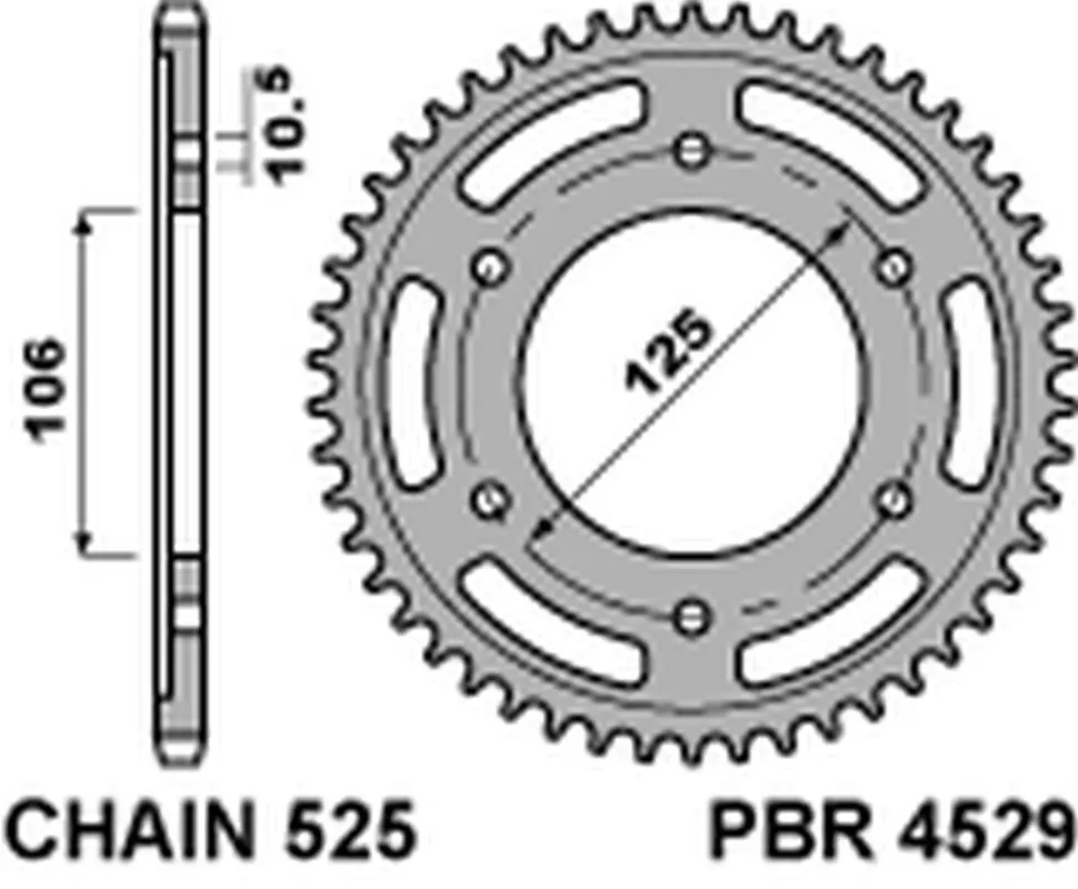 PBR zadní řetězové kolo 4529 49 C45 TRIUMPH 675 DAYTONA/ STREET TRIPLE '06-'20, BONNEVILLE/SPEEDMASTER/THRUXTON 1200 (JTR2014.49) (ŘETĚZ 525) (MADE IN