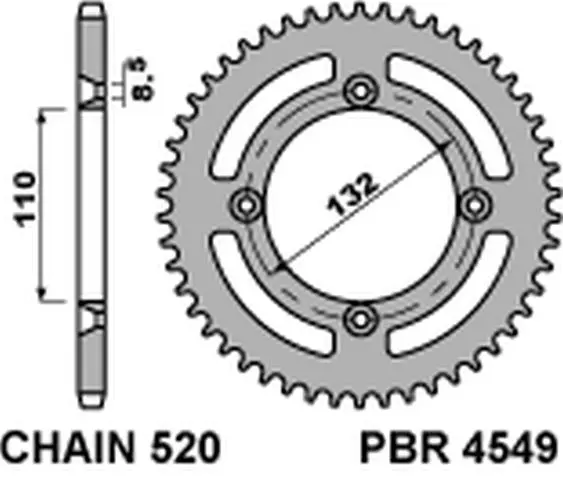 PBR zadní řetězové kolečko 4549 48 C45 KTM 350 FREERIDE (14-'20) 350 '12-'17 (MADE IN ITALY) (PBR zadní řetězové kolečko 4549 48 C45 KTM 350 FREERIDE)
