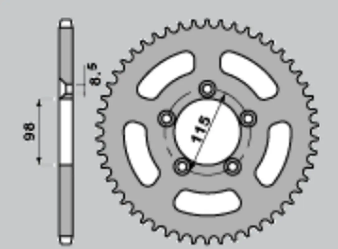 JR zadní řetězové kolečko hliníkové (anodizované) 4552 50 KTM SX 65 '04-'11, SX 65 '12-'21 (+2) (JTR894.50) barva oranžová (JR zadní řetězové kolečko)