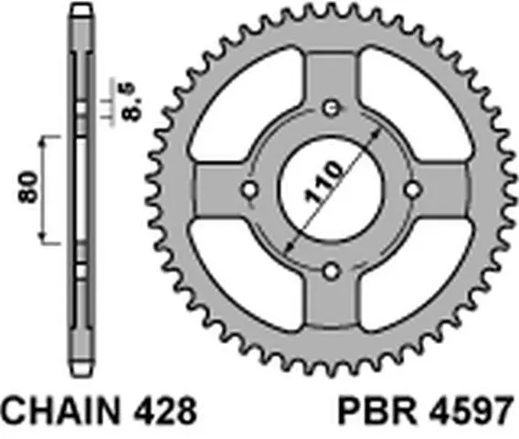 PBR zadní řetězové kolečko 4597 42 C45 HONDA CBF 125 09-14 (JTR1219.42) (řetěz 428) (MADE IN ITALY) (PBR zadní řetězové kolečko 4597 42 C45 HONDA CBF)