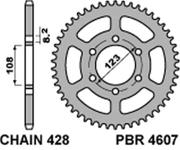 PBR zadní řetězové kolečko 4607 49 C45 DERBI GPR 125 4T 09-13 (řetěz 428) (MADE IN ITALY) ( )