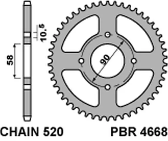 PBR rozeta 4668 45 C45 KTM 125 DUKE 11-13 (JTR273.45) (náhrada s 279 45) (otvor 8,5mm) (MADE IN ITALY) (PBR rozeta 4668 45 C45 KTM 125 DUKE 11-13)