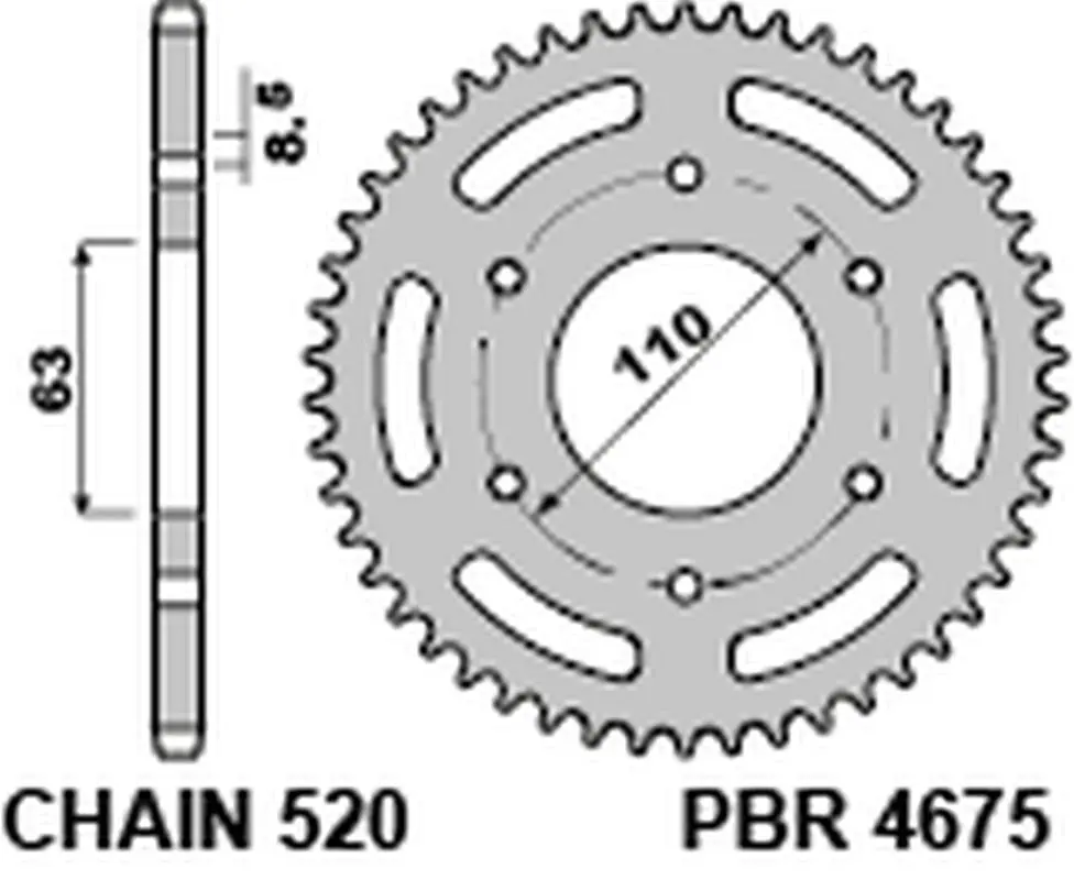 PBR zadní řetězové kolo 4675 43 C45 KTM 125/200 DUKE '14-18, 390 DUKE/RC '13-18 (JTR890.43) (ŘETĚZ 520) (MADE IN ITALY) ( )