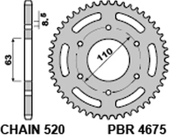 PBR rozeta 4675 45 KTM 125 DUKE '14-18, 390 DUKE/RC '13-18 (JTR890.45) (řetěz 520) (MADE IN ITALY) (PBR rozeta 4675 45 KTM 125 DUKE '14-18, 390)