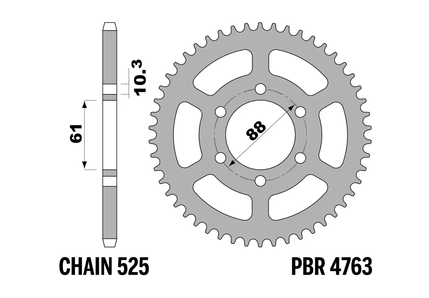 PBR 13/07 zadní řetězové kolečko 4763 38 (řetěz 520) (MADE IN ITALY) (PBR 13/07 zadní řetězové kolečko 4763 38 (řetěz 520) (MADE IN ITALY))