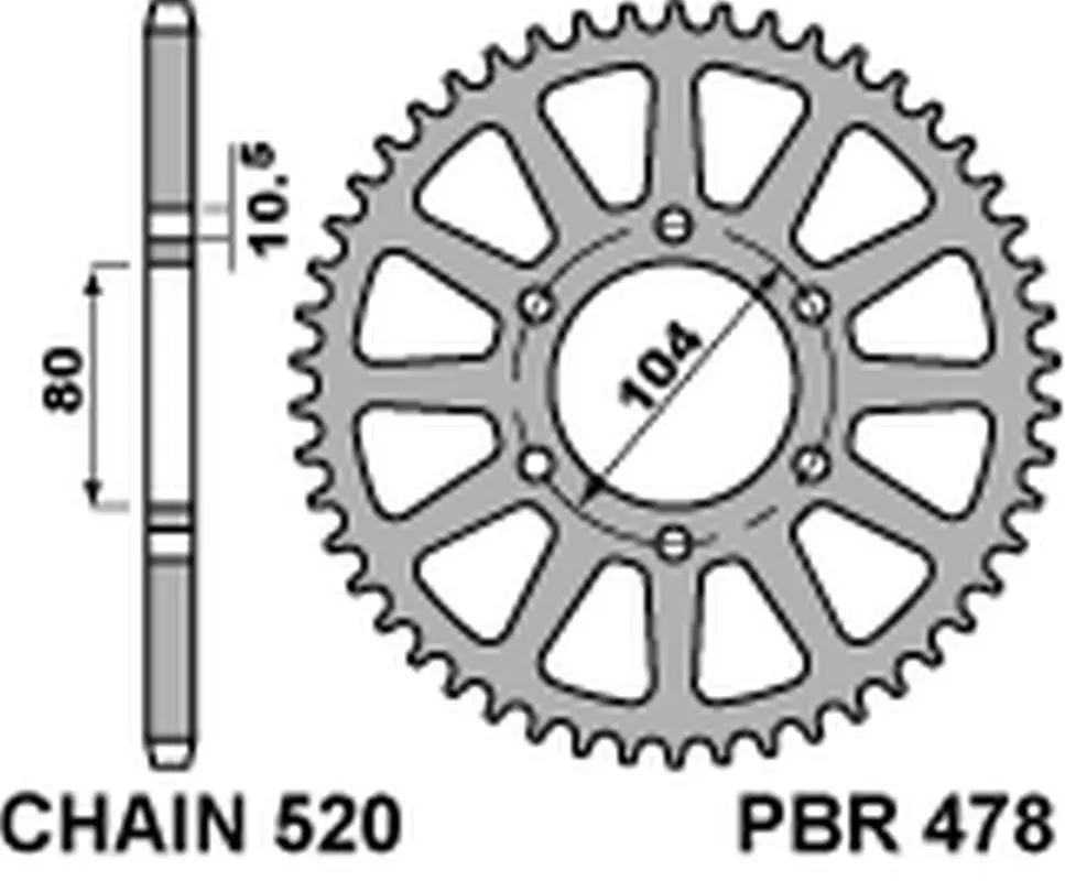 PBR zadní řetězové kolo 478 47 C45 KAWASAKI Z 1000/SX '03-'20, ZX-10R/RR '04-'20, ZX-6R '98-'20, ER-6N '06-'17, VERSYS 650 '07-'20 (JTR478.47) (ŘETĚZ