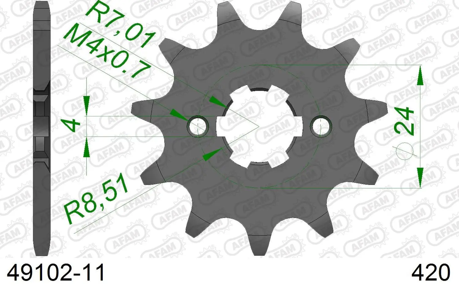 AFAM přední pastorek 2153 11 APRILIA RS/RX 50 '06-'11 (JTF1128.11) (řetěz 420) (AFAM přední pastorek 2153 11 APRILIA RS/RX 50 '06-'11 (JTF1128.11))