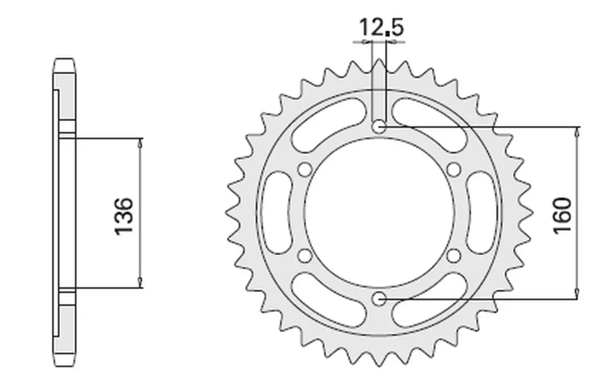CHT VÝPRODEJ zadní řetězové kolo 500 40 KAWASAKI GPZ100 RX 86-88 (506-40) (řetěz 630) (JTR506.40) (CHT VÝPRODEJ zadní řetězové kolo 500 40 KAWASAKI)