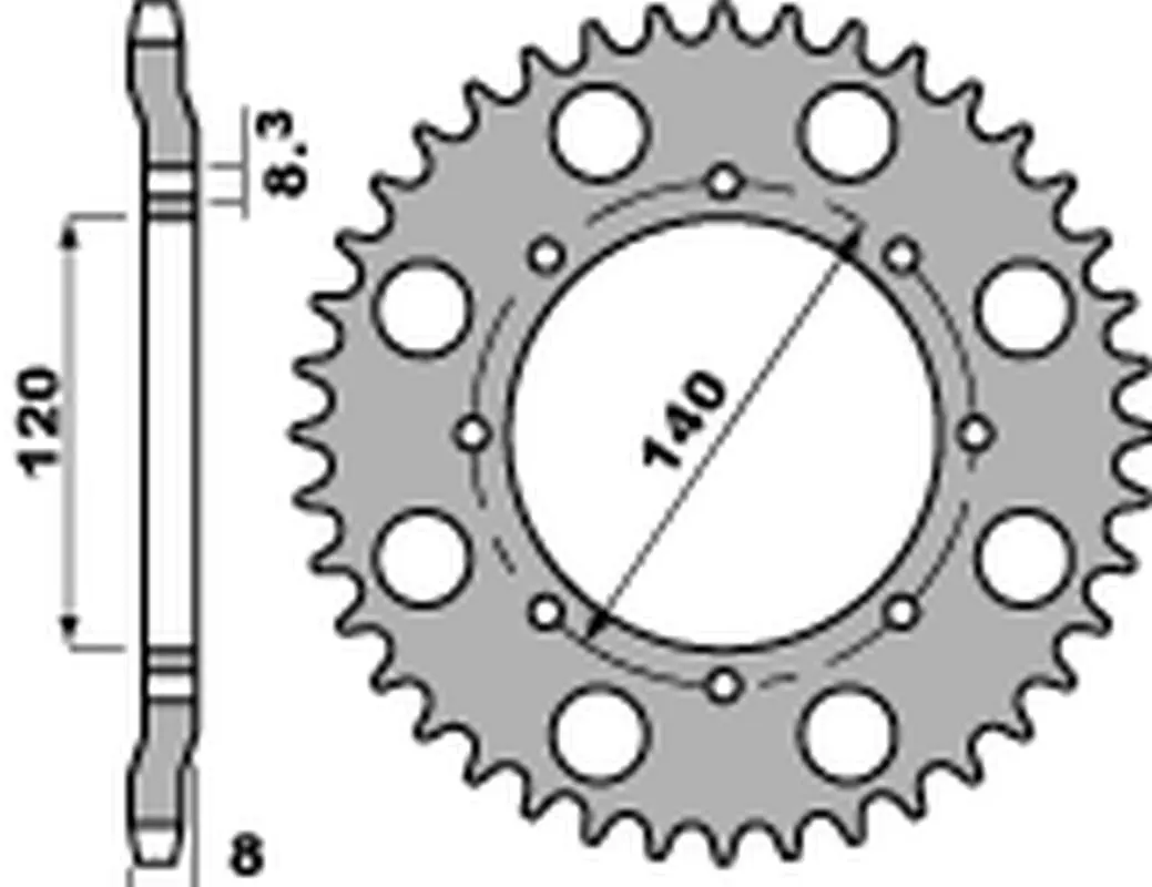 PBR rozeta 506 46 C45 KAWASAKI KLR 600 '84-'90 (JTR477.46) (ŁAŃC. 520) (STD.+3) (MADE IN ITALY) ( )