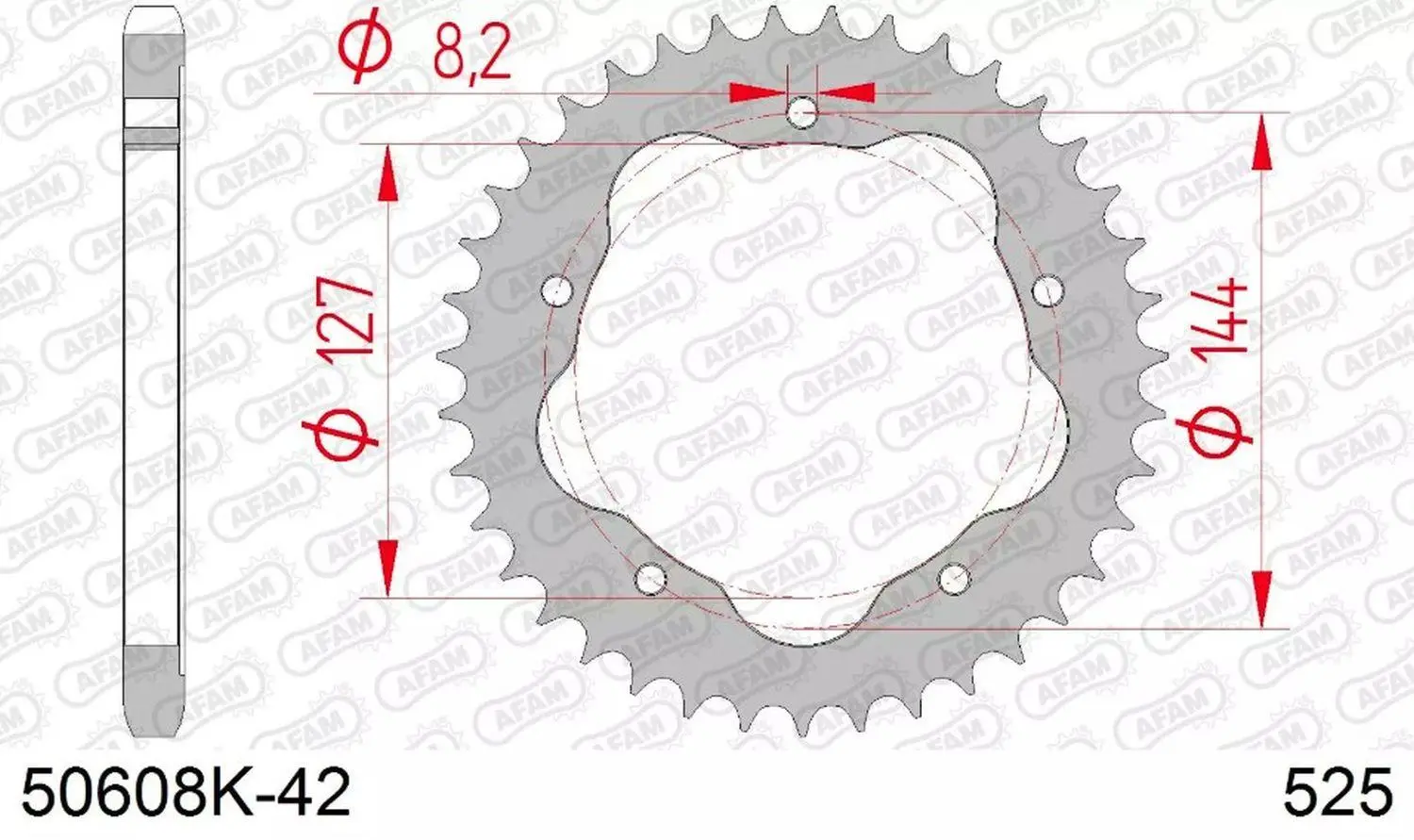 AFAM zadní řetězové kolečko 4320 43 DUCATI 848/916/996/1000/1100 (nutný adaptér) (řetěz 525) (JTR752.43) ( )