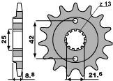 PBR řetězové kolečko přední 525 16 18NC KAWASAKI GPZ 500S 87-05 (JTF512.16) (PBR řetězové kolečko přední 525 16 18NC KAWASAKI GPZ 500S 87-05)