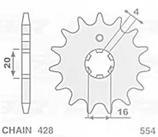 S řetězové kolo přední 554 12 YAMAHA DT80LC '84-'94 (S řetězové kolo přední 554 12 YAMAHA DT80LC '84-'94)