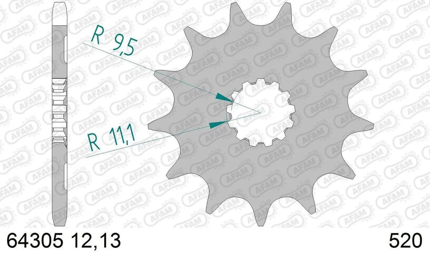 AFAM přední pastorek 825 13 HUSQVARNA TC/TE/TXC 250/310 '09-13' (řetěz 520) (JTF825.13) (AFAM přední pastorek 825 13 HUSQVARNA TC/TE/TXC 250/310)