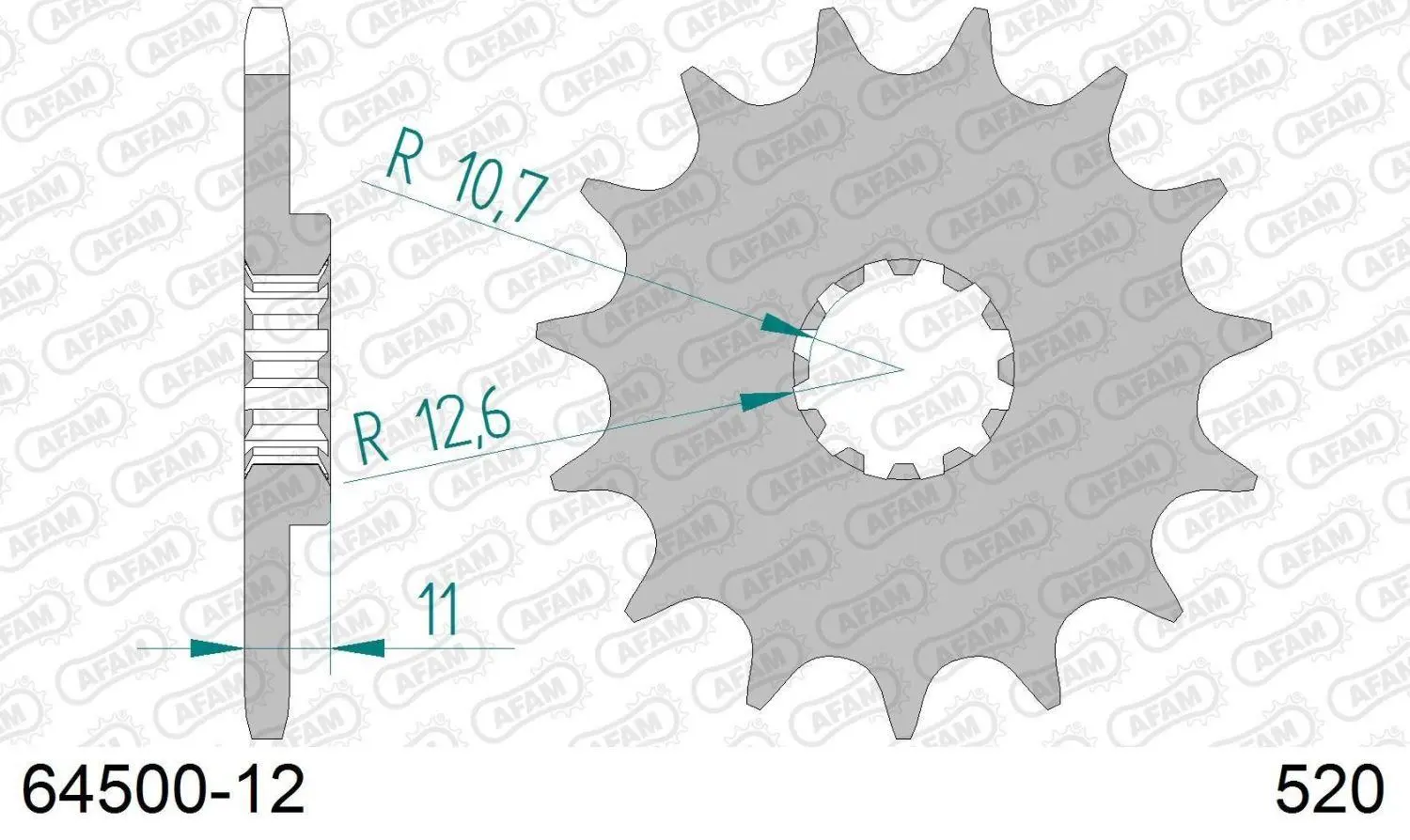 AFAM přední pastorek 727 12 HUSQVARNA CR/WR/TC/TE 125/250/300/310/410/510/610 (řetěz 520) (JTF824.12) (AFAM přední pastorek 727 12 HUSQVARNA)